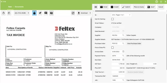 screenshot of Costcon job costing software