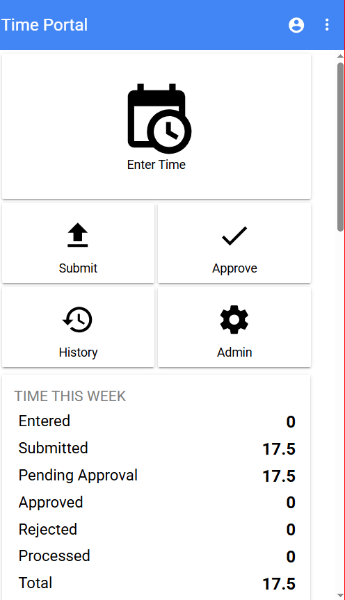 Screenshot of CostCon's mobile timesheet app